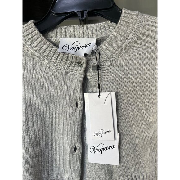 VAQUERA Cropped Knit Sequin Back Cardigan Grey Womens Size XS - Picture 9 of 12